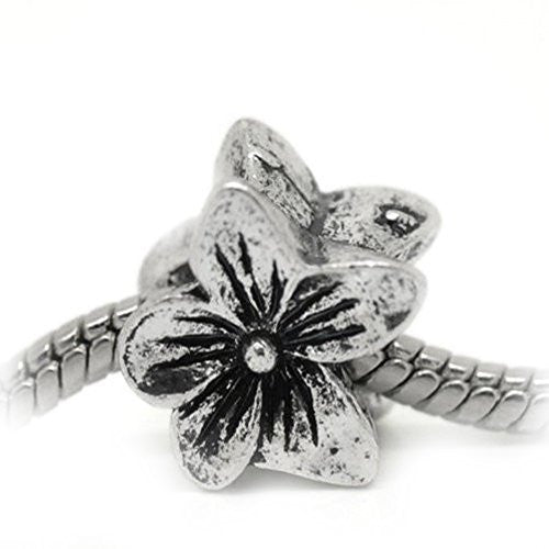 Silver Plated Base Flower Charm European Bead Compatible for Most European Snake Chain Bracelet - Sexy Sparkles Fashion Jewelry - 1