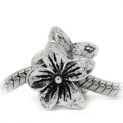 Silver Plated Base Flower Charm European Bead Compatible for Most European Snake Chain Bracelet