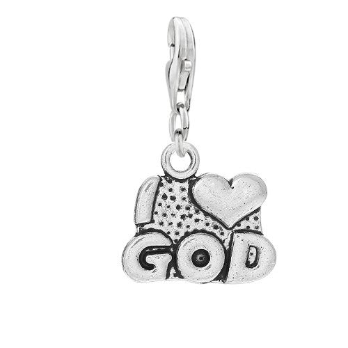 Clip on I Love God Dangle Pendant for European Clip on Charm Jewelry w/ Lobster Clasp - Sexy Sparkles Fashion Jewelry