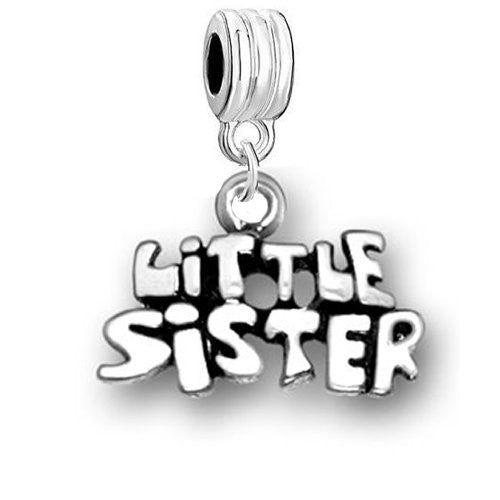 Little Sister charm spacer dangling bead compatible with most european snake chain charm bracelet