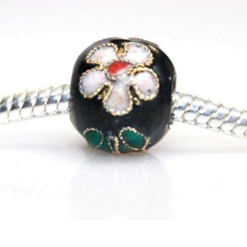 Black, Gold, Green, Red , White  Cloisonne Charm Compatible with European Snake Chain Charm Bracelet - Sexy Sparkles Fashion Jewelry - 1