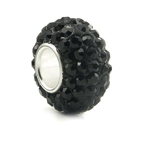 Black  Crystal European Bead Compatible for Most European Snake Chain Bracelet