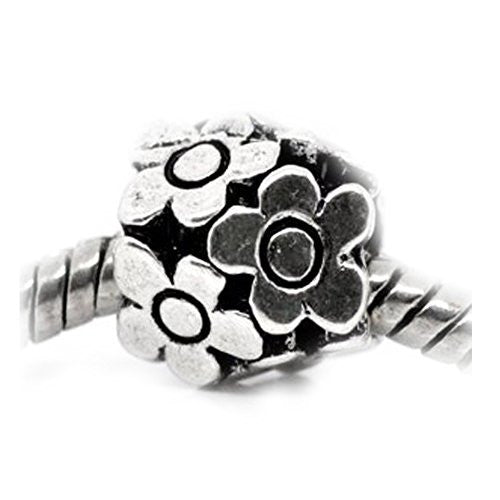 Silver Tone Flower Spacer European Bead Compatible for Most European Snake Chain Bracelet - Sexy Sparkles Fashion Jewelry - 1