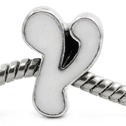 Letter Y White Enamel Baed for Snake Chain Charm Bracelet - Sexy Sparkles Fashion Jewelry - 4