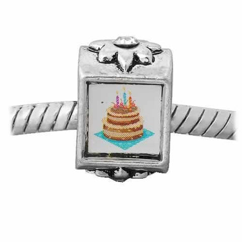 Happy Birthday Cake Charm European Bead Compatible for Most European Snake Chain Bracelet - Sexy Sparkles Fashion Jewelry - 2