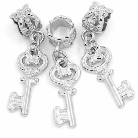 Heart Dangle Key to My Heart Charm European Bead Compatible for Most European Snake Chain Bracelet - Sexy Sparkles Fashion Jewelry - 2