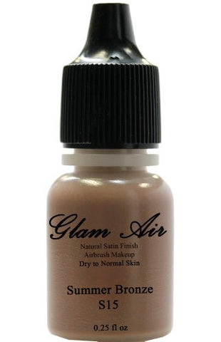 Airbrush Makeup Foundation Satin S13 Soft Walnut and S15 Summer Bronze Water-based Makeup Lasting All Day 0.25 Oz Bottle By Glam Air - Sexy Sparkles Fashion Jewelry - 3