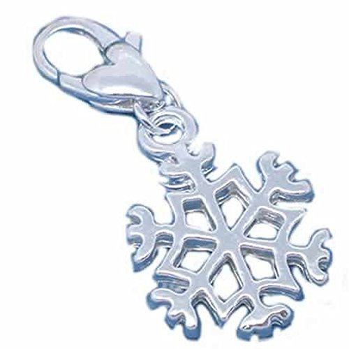 Clip on Snowflake Charm for European Jewelry w/ Lobster Clasp
