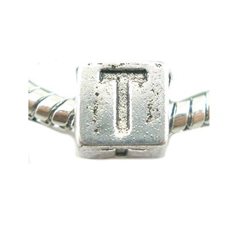 One Alphabet Block Beads Letter T for European Snake Chain Charm Braclets - Sexy Sparkles Fashion Jewelry