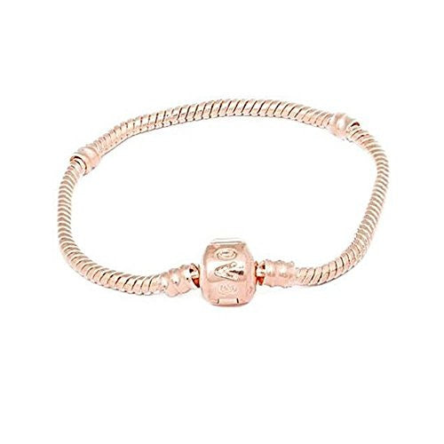 8.5" Rose Gold Plated Snake Chain Barrel Clasp Pandora Style Fits Chamilia Zable Kay Charms