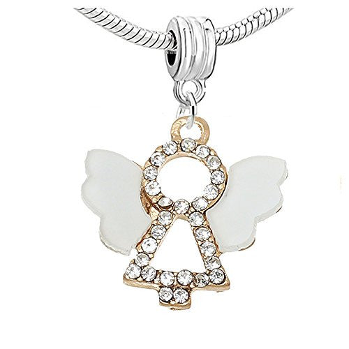 Angel Charm Bead with  Crystals for Snake Chain Charm Bracelet