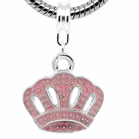 Pink Princess Crown Bead Spacer for Snake Chain Charm Bracelet - Sexy Sparkles Fashion Jewelry - 2