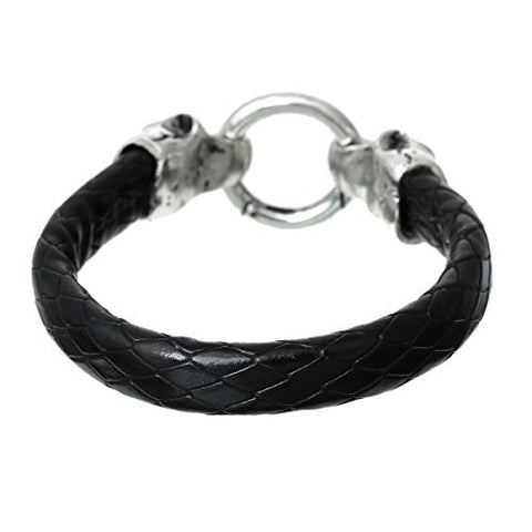 Black Skill Snake Style Fashion Bracelet with Snake Clasp 22cm X1.5cm(8 5/8 X 5/8) - Sexy Sparkles Fashion Jewelry - 2