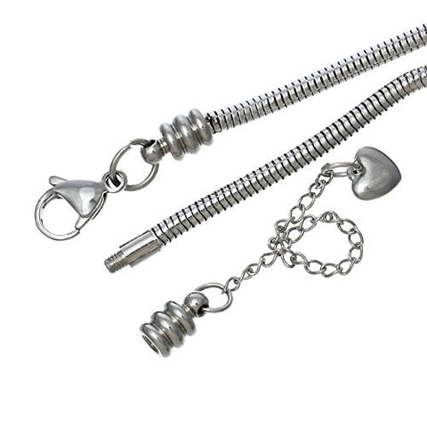 6" European Style Stainless Steel Snake Chain Charm Bracelet with Heart Lobster Clasp - Sexy Sparkles Fashion Jewelry - 2