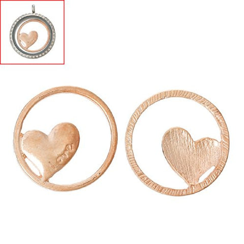 Love heart Rose Gold Tone Floating Charms Dish Plate for Glass Locket Pendants and Floating - Sexy Sparkles Fashion Jewelry - 3