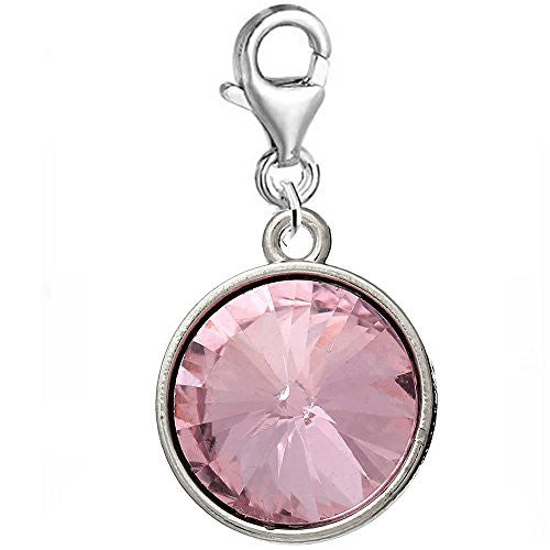 Round Rhinestone Birthstone  Rhinestone Clip on Charm Pendant for European Charm Jewelry (October) - Sexy Sparkles Fashion Jewelry