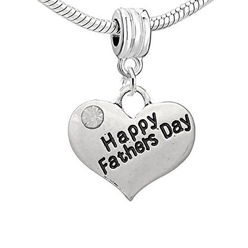 Fathers Day Happy Fathers Day Heart European Bead Compatible for Most European Snake Chain Bracelet - Sexy Sparkles Fashion Jewelry