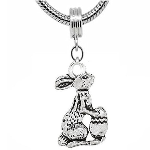 Easter Bunny Holding Easter Egg Dangle Charm European Bead Compatible for Most European Snake Chain Bracelet - Sexy Sparkles Fashion Jewelry - 1