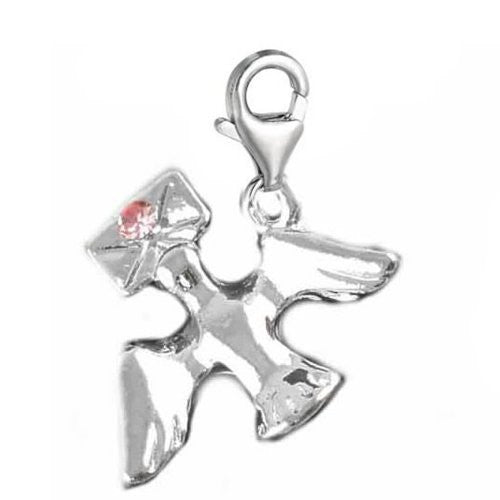 Rhinesone Pigeon & Letter Charm Bead Clip On For European Charm Jewelry w/ Lobster Clasp - Sexy Sparkles Fashion Jewelry