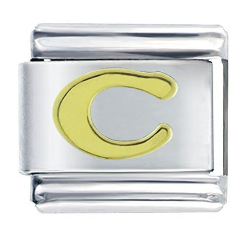 Gold plated base Letter C Italian Charm Bracelet Link - Sexy Sparkles Fashion Jewelry - 1