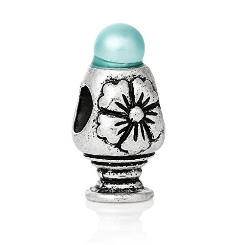 Flower with Skyblue Blue Acrylic Charm Bead - Sexy Sparkles Fashion Jewelry - 1