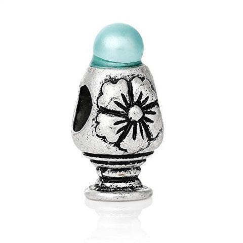 Flower with Skyblue Blue Acrylic Charm Bead - Sexy Sparkles Fashion Jewelry - 1