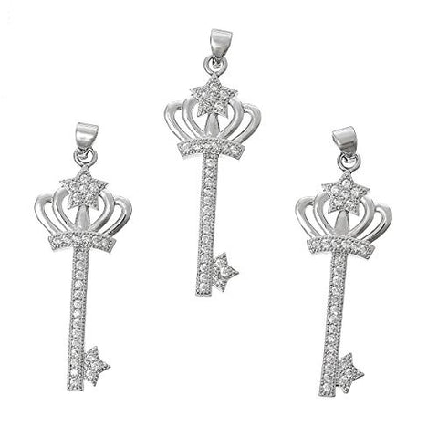 Princess Crown Key Charm Pendant For Necklace - Sexy Sparkles Fashion Jewelry - 2