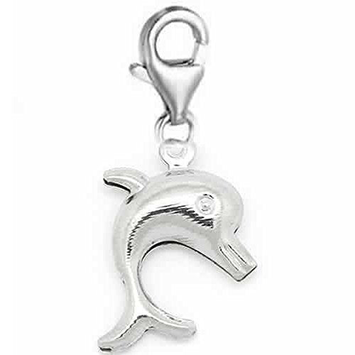 Clip on Dolphin Charm Dangle Pendant for European Clip on Charm Jewelry with Lobster Clasp