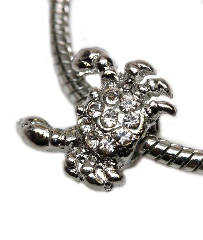 Crab Bead with Clear  Rhinestones For Snake Chain Charm Bracelet - Sexy Sparkles Fashion Jewelry - 2