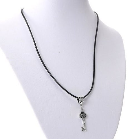 Cowhide Leather Necklace with Dangle Key(locks with Lobster Clasp) 43cm Long - Sexy Sparkles Fashion Jewelry - 3