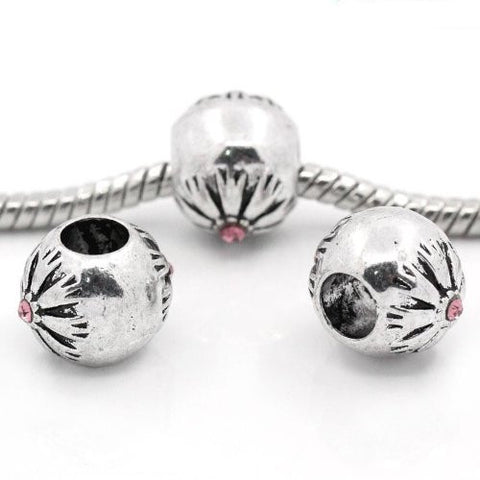 Flower Pattern Bead Spacer for Snake Chain Bracelets (Dark Pink) - Sexy Sparkles Fashion Jewelry - 3