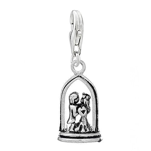 Wedding Bride and Groom Clip on Pendant Charm for Bracelet or Necklace - Sexy Sparkles Fashion Jewelry