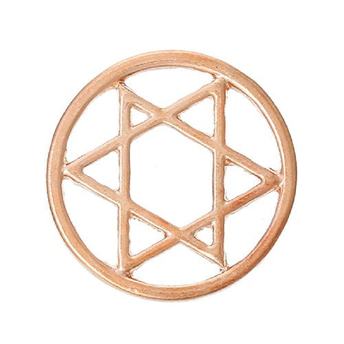 Star of David Rose Gold Tone Floating Charms Dish Plate for Glass Locket Pendants and Floating