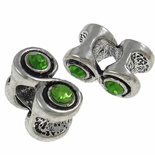 Eternity Charm with Green Crystals Bead Spacers for Snake Chain Charm Bracelet - Sexy Sparkles Fashion Jewelry - 1