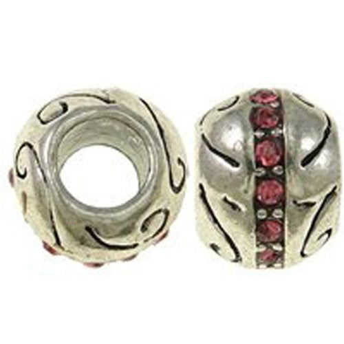 Pink Rhinestone Birthstone Charm Beads for Snake Chain Charm Bracelet