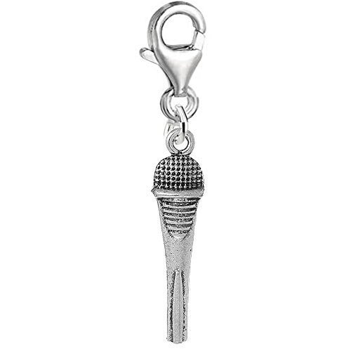 Singers Microphone Clip on Pendant Charm for Bracelet or Necklace