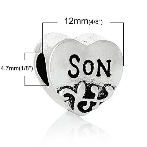 Family Heart Bead Compatible for Most European Snake Chain Bracelet (Son) - Sexy Sparkles Fashion Jewelry - 3