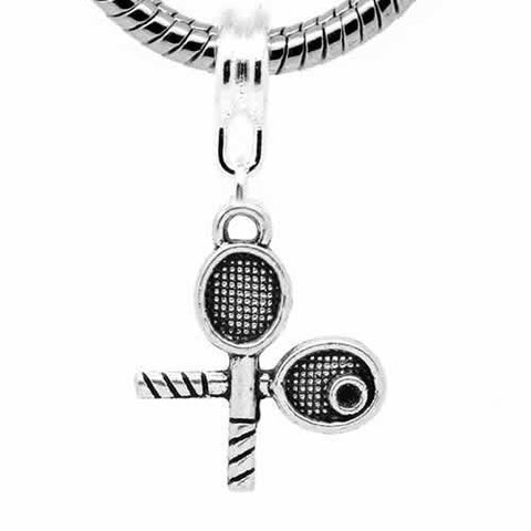 Tennis Racket European Bead Compatible for Most European Snake Chain Bracelet - Sexy Sparkles Fashion Jewelry - 2
