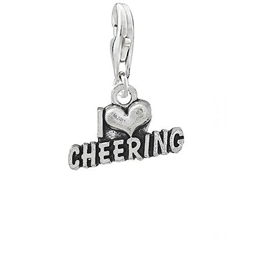 I Love Cheering Clip on Pendant Charm for Bracelet or Necklace - Sexy Sparkles Fashion Jewelry