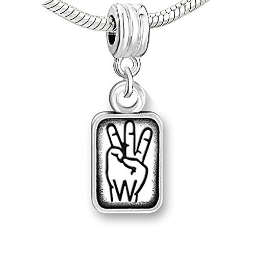 Sign Lauguage Charms Alphabet Letter European Bead Compatible for Most European Snake Chain Bracelet (W) - Sexy Sparkles Fashion Jewelry