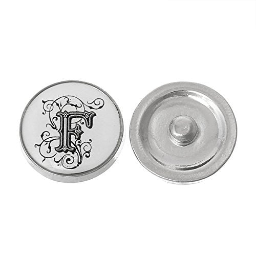 Alphabet Letter F Chunk Snap Button Pendant Fits Snaps Chunk Bracelet - Sexy Sparkles Fashion Jewelry - 1