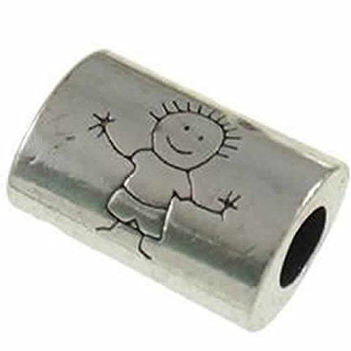 Little Boy Charm Sketched on Bead Spacer Bead For Snake Chain Bracelet - Sexy Sparkles Fashion Jewelry - 1
