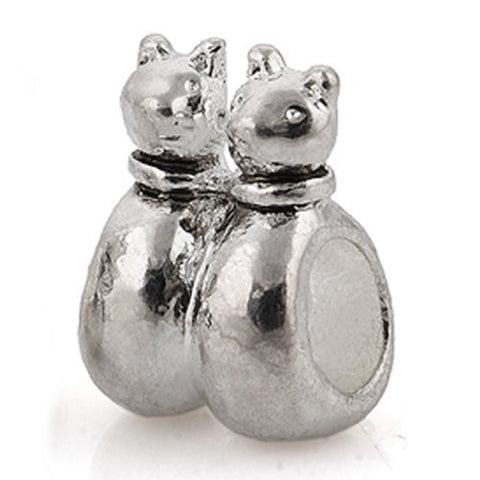 Twin Cats European Bead Compatible for Most European Snake Chain Charm Bracelet - Sexy Sparkles Fashion Jewelry - 3