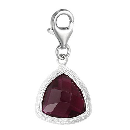 Copper Charm Pendants February Birthstone Triangle Bright Sparkly Silver  Cubic Zirconia Faceted - Sexy Sparkles Fashion Jewelry