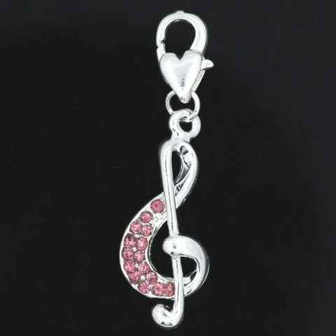 Pink Music Note Charm for European Jewelry w/ Lobster Clasp - Sexy Sparkles Fashion Jewelry - 2