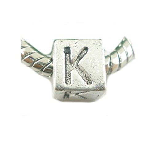 One Alphabet Block Beads Letter K for European Snake Chain Charm Braclets