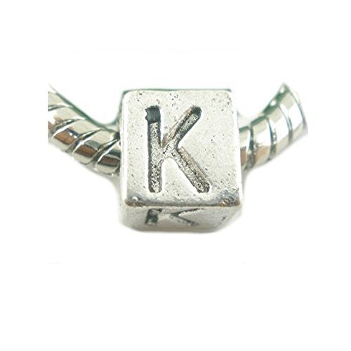 One Alphabet Block Beads Letter K for European Snake Chain Charm Braclets - Sexy Sparkles Fashion Jewelry