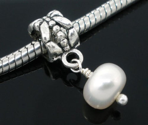 Created Imitation Pearl Dangle Charm European Bead Compatible for Most European Snake Chain Bracelet - Sexy Sparkles Fashion Jewelry - 2