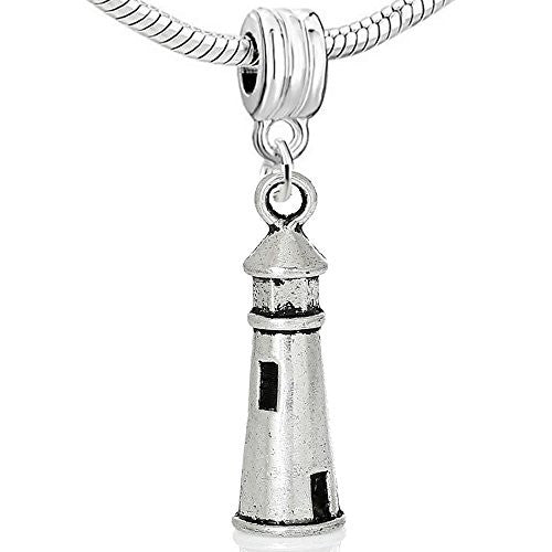 Lighthouse Charm Bead for European Snake Chain Charm Bracelet