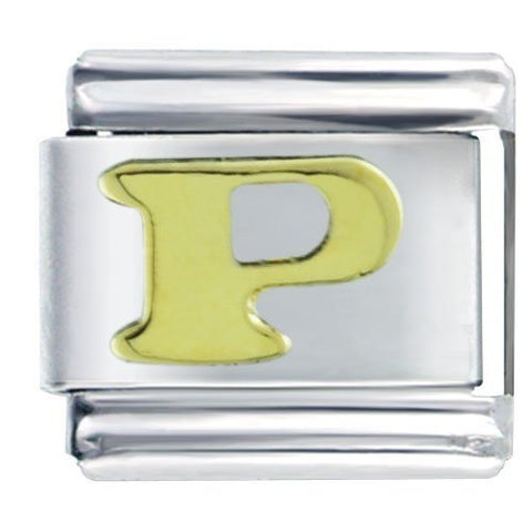 Gold plated base Letter P Italian Charm Bracelet Link - Sexy Sparkles Fashion Jewelry - 4